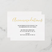 実在ゴールドフォイル結婚スクリプトの宿泊カード 箔招待状ポストカード (正面/裏面)