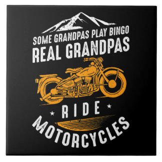 実在バイクもしくは自転車に乗る人向けGrandpas Ride Motorcycles Gift タイル