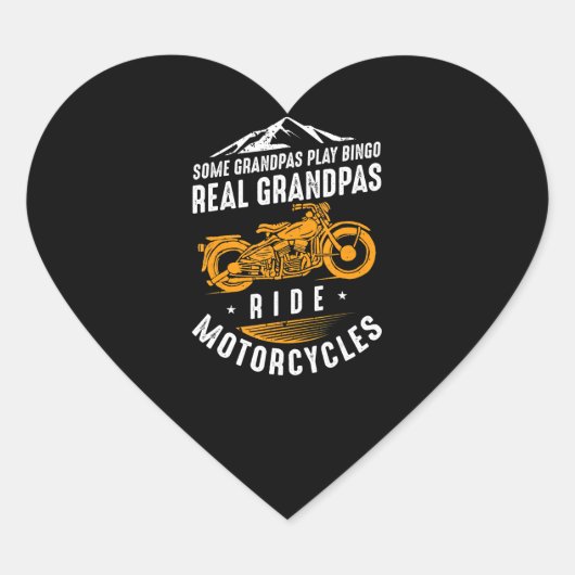実在バイクもしくは自転車に乗る人向けGrandpas Ride Motorcycles Gift ハートシール (正面)