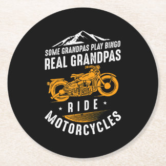 実在バイクもしくは自転車に乗る人向けGrandpas Ride Motorcycles Gift ラウンドペーパーコースター