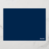 実在バラゴールドフォイルエレガントブルーウェディングRSVP 箔招待状ポストカード (裏面)