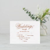 実在バラゴールドフォイルエレガントラグジュアリーウェディングRSVP 箔招待状ポストカード (立ち正面)