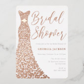 実在バラゴールドフォイルドレスブライダルシャワーモダン 箔招待状 (正面)