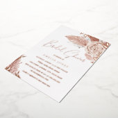 実在バラゴールドフォイルピンクボホフローラブライダルシャワー 箔招待状 (回転した状態)