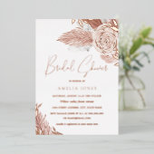 実在バラゴールドフォイルピンクボホフローラブライダルシャワー 箔招待状 (立ち正面)