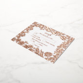 実在バラゴールドフォイルフローラ植物結婚式RSVP 箔招待状ポストカード (回転した状態)