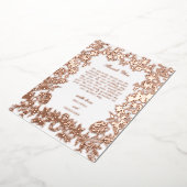 実在バラゴールドフォイルフローラ結婚の感謝 箔招待状 (回転した状態)