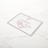 実在バラゴールドフォイルホワイトウェディングRSVP 箔招待状ポストカード (回転した状態)