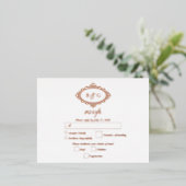 実在バラゴールドフォイルリースホワイトウェディングRSVP 箔招待状ポストカード (立ち正面)