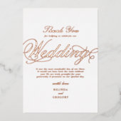 実在バラゴールドフォイル白結婚白の感謝 箔招待状 (正面)