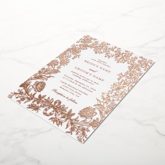 実在バラ金エレガント箔結婚フローラ 箔招待状 (回転した状態)