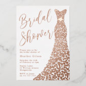 実在バラ金ゴールドガウンブライダルシャワーフォイル招待状 箔招待状 (正面)