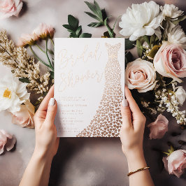 実在バラ金ゴールドガウンブライダルシャワーフォイル招待状 箔招待状