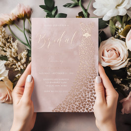 実在バラ金ゴールドガウン赤面水カラーブライダルシャワー 箔招待状