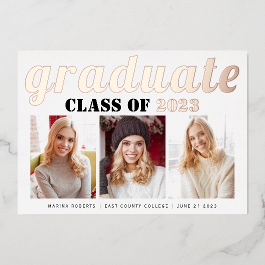 実在バラ金ゴールドフォイル2023年大学院写真クラス 箔招待状 (正面)