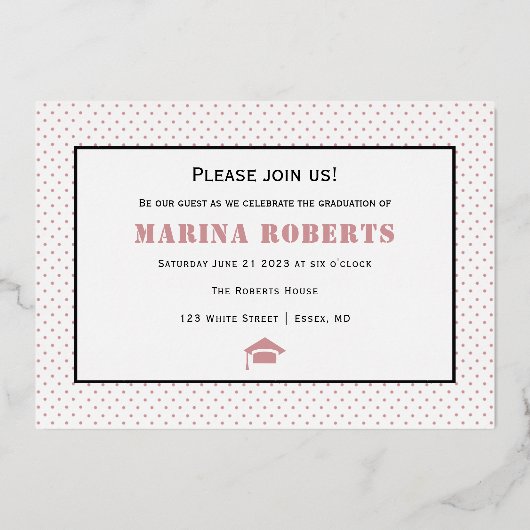 実在バラ金ゴールドフォイル2023年大学院写真クラス 箔招待状 (裏面)