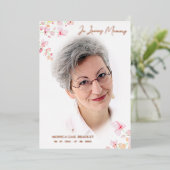 実在バラ金ゴールドフォトボタニックピンクフローラブランチ 箔招待状 (立ち正面)