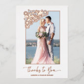 実在バラ金ゴールドフローラフレーム2写真感謝してい引用文 箔招待状 (正面)