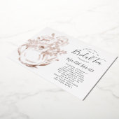 実在バラ金ゴールドフローラブライダルシャワーティー 箔招待状 (回転した状態)