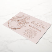 実在バラ金ゴールドフローラブライダルシャワーティー 箔招待状 (回転した状態)