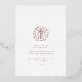 実在バラ金ゴールドロマンチックフローラリース写真 箔招待状 (裏面)