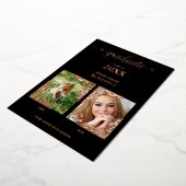 実在バラ金ゴールドロマンチック今2枚の写真卒業 箔招待状 (回転した状態)