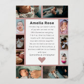 実在バラ金ゴールド写真コラージュベビーのお知らせ 箔招待状 (裏面)