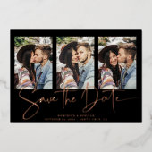 実在バラ金ゴールド手書き日付の保存 箔招待状 (正面)