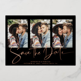 実在バラ金ゴールド手書き日付の保存 箔招待状