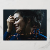 実在バラ金ゴールド編集可能写真テンプレート卒業 箔招待状 (正面)