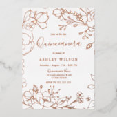 実在バラ金ゴールド花エレガントキンセアニェラパーティー 箔招待状 (正面)