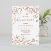 実在バラ金ゴールド花エレガントキンセアニェラパーティー 箔招待状 (立ち正面)