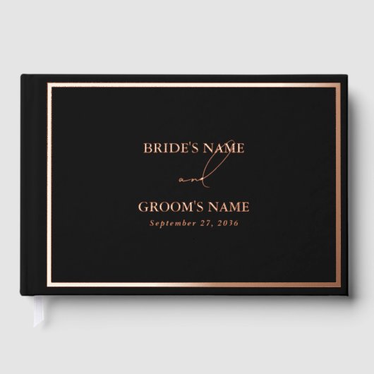 実在バラ金モダン箔結婚ブラック ゲストブック (正面)