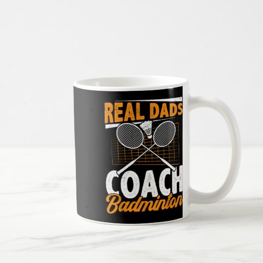 実在パパコーチBadminton Badminton Player Shuttle コーヒーマグカップ (右)