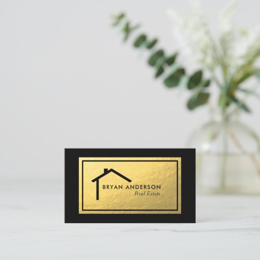 実在フェイクエステート金箔名刺 名刺 (スタンド正面)