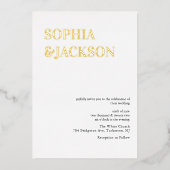 実在ホイモダン金ゴールドミニマル書道結婚の 箔招待状 (正面)