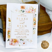 実在ホイルエレガントピーチ、赤面ボタニッ結婚クス 箔招待状