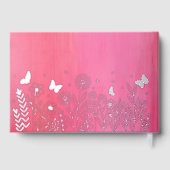 実在ホイルエレガントレッドブルーフローラ結婚ズ ゲストブック (裏面)