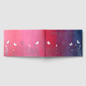 実在ホイルエレガントレッドブルーフローラ結婚ズ ゲストブック (全面)