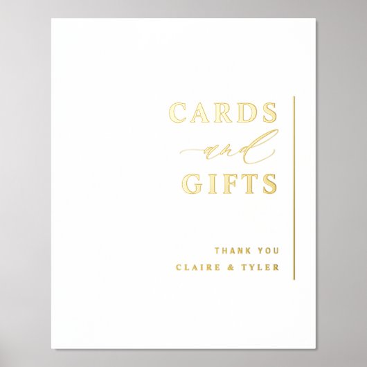 実在ホイルカードとギフトのミニマル結婚リストのサイン 箔ポスター (正面)