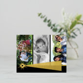 実在ホイルスキニーストライプクリスマスツリーの写真 箔シーズンポストカード (立ち正面)