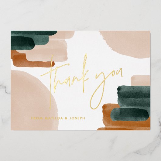 実在ホイルテラコッタ赤ちゃんシャワー感謝していユー 箔シーズンカード (正面)