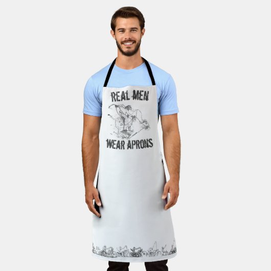 実在メン衣服エプロンスケッチオールオーバープリントエプロン エプロン (着用した状態)
