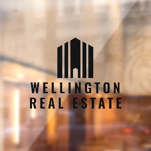 実在モダンミニマルロゴ不動産仲介業者 ウィンドウサイン