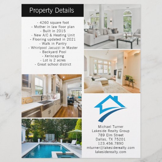 実在モダン不動産リスト2面フォトフライヤー チラシ (裏面)