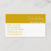 実在モダン地主丸い写真マスタードホワイト 名刺 (裏面)