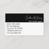 実在モダン地代理店丸フォト白黒 名刺 (裏面)