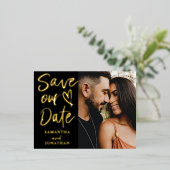 実在モダン救金ゴールド書道 箔シーズンポストカード (立ち正面)