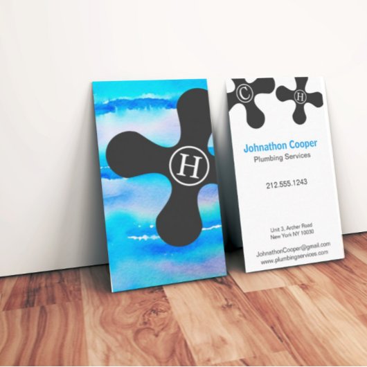 実在モダン水彩名刺 名刺