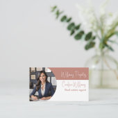 実在モダン遺産代理写真ほこりっぽいバラ白 名刺 (スタンド正面)